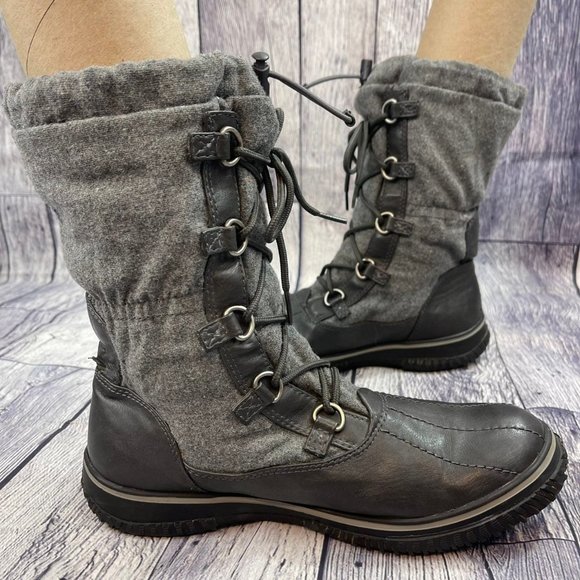 Lucky Brand Lace Up Duck Boot Women's Faux Fur Lined Winter Rain trail Boot Gray - Picture 8 of 12